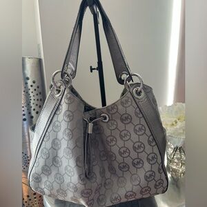 Michael Kors Silver Monogram Shoulder Bag